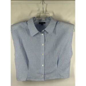 Shinestar Capped Sear Sucker button front top size Large NWT